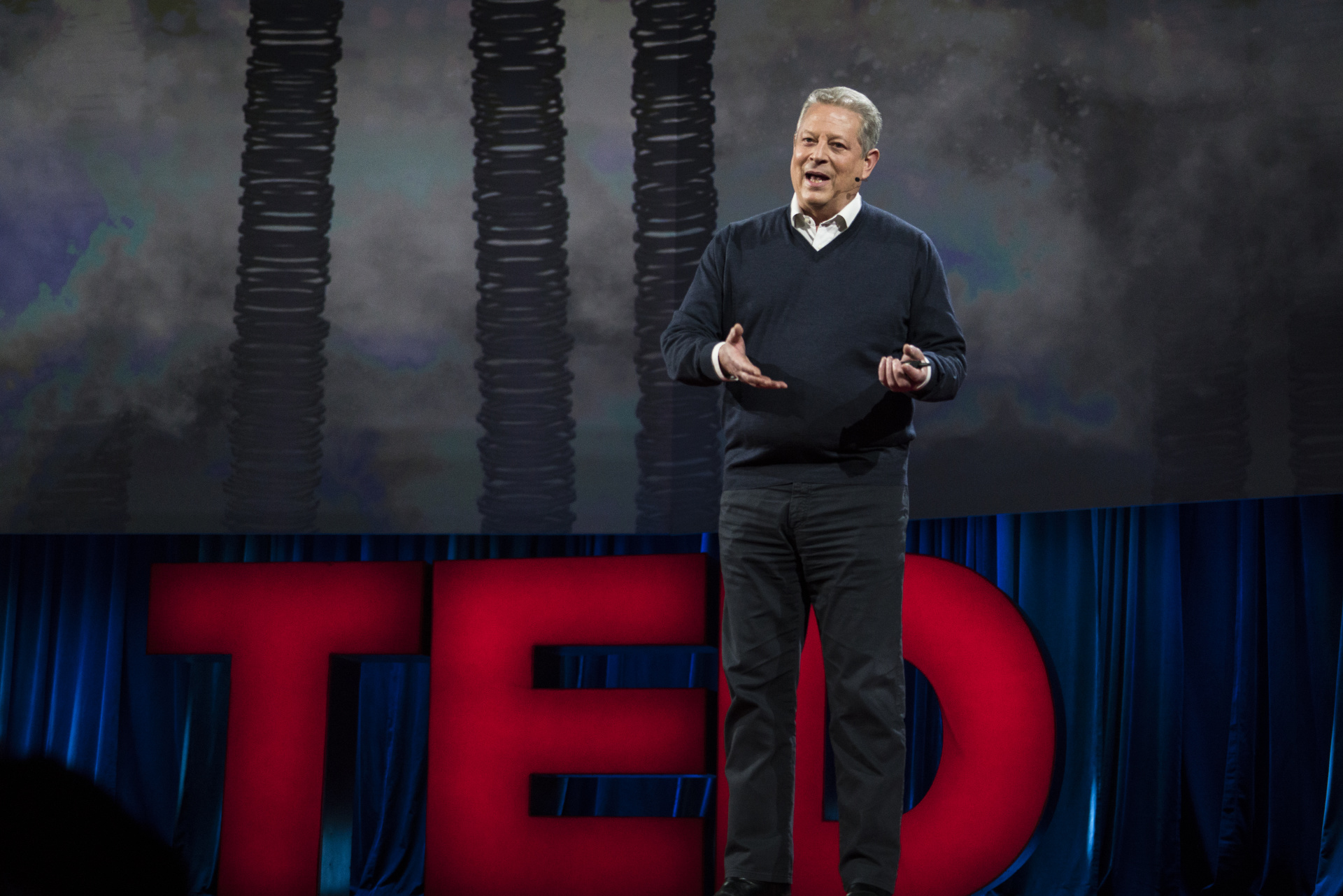 Al Gore speaks at TED2016 - Dream, February 15-19, 2016, Vancouver Convention Center, Vancouver, Canada. Photo: Bret Hartman / TED